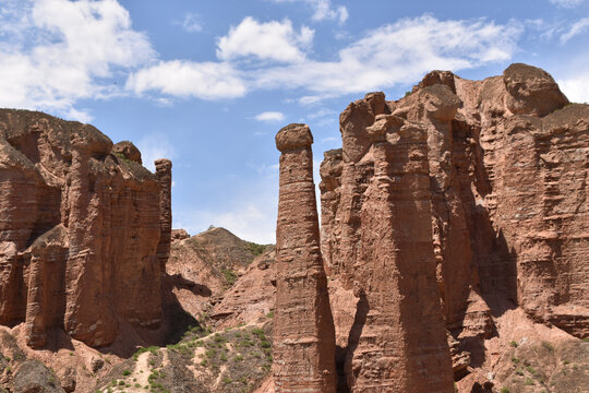 Rock Formations at the Zhangye Bingguo Danxia Landform in Gansu Province, China. 
