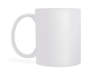 white mug mockup on white background template