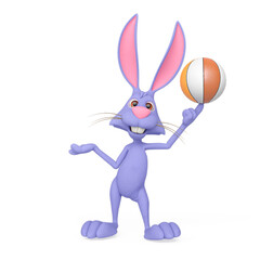 rabbit cartoon is holding a basketball