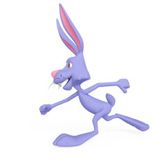 rabbit cartoon is running fast on side view