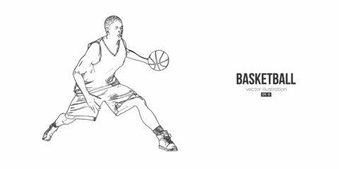 Fototapeta premium Abstract basketball player man in action isolated white background. Vector illustration