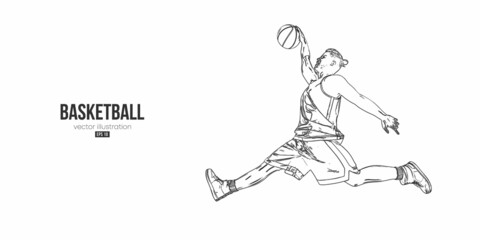 Abstract basketball player man in action isolated white background. Vector illustration