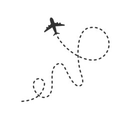 Airplane dotted path vector illustration isolated on whute background