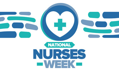 Obraz premium National Nurses Week. Medical and health care concept. Fighters against viruses and diseases. Thank you nurses. In honour of the nurses and doctors. Celebrated annual in United States. Vector poster