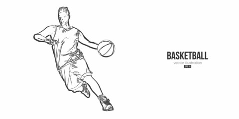 Abstract basketball player man in action isolated white background. Vector illustration