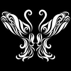 white butterfly ornament wings soaring and elegant ornate delicate pattern