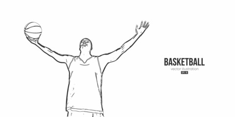 Abstract basketball player man in action isolated white background. Vector illustration