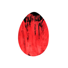 Easter egg - monochrome red-black watercolor isolated on white background. Design for background, cover and packaging, Easter and food illustration, greeting card.