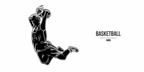 Abstract basketball player woman in action isolated white background. Vector illustration © Yevheniia
