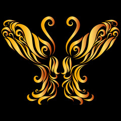 golden butterfly ornament wings soaring and elegant ornate delicate pattern