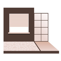 Empty loft space in japan style Flat vector simple illustration