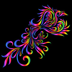 eagle elegant flying wings ornate graceful swirl feather fantasy ornament logo predator hunter iridescent colors