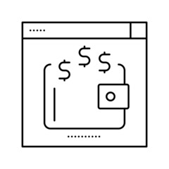electronic wallet line icon vector black illustration