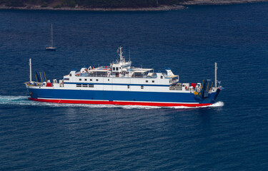 Kerkyra. Greece. View of the coastline and ships on a sunny day.