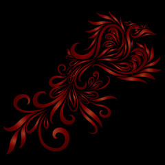 eagle elegant flying wings ornate graceful swirl feather fantasy ornament logo predator hunter red color
