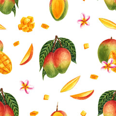 Mango watercolor pattern