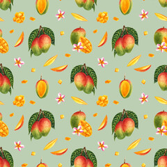 Mango watercolor pattern