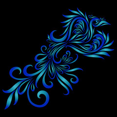 eagle elegant flying wings ornate graceful swirl feather fantasy ornament logo predator hunter blue and turquoise color