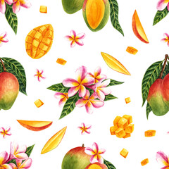 Mango watercolor pattern
