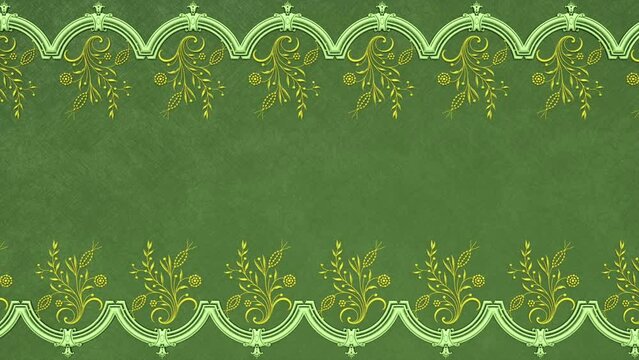 Decorative vintage antique floral baroque ornament, renaissance retro victorian elegant frame, royal damask background with border, wedding green grunge paper template, beautiful greeting card
