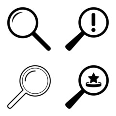 Magnifiers Flat Icon Set Isolated On White Background