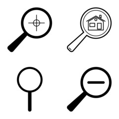Magnifiers Flat Icon Set Isolated On White Background