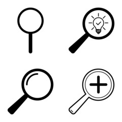 Magnifiers Flat Icon Set Isolated On White Background