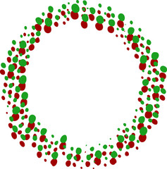Green and red wreath.  Red berries, Xmas, Christmas. Graphic resources.