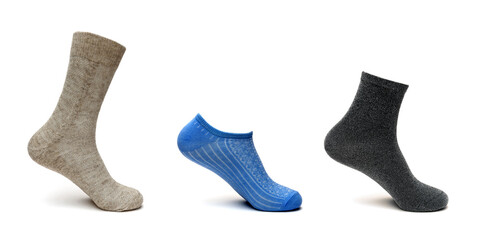 women's socks of different design on a white background