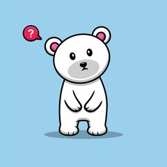 Obraz na płótnie Canvas Cute Polar Bear Confuse Cartoon Vector Icon Illustration. Animal Nature Icon Concept Isolated Premium Vector. Flat Cartoon Style