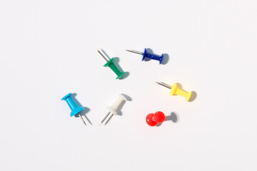 Push pins isolated on white background