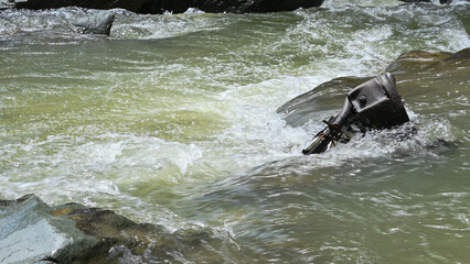 Mountain river rapids between stones pure stream