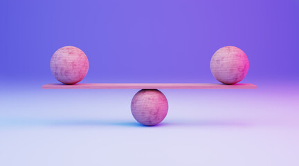 Harmony and Balance Concept. Balancing Two Equal Wooden Ball.