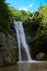 Fototapeta na wymiar Landscape of a waterfall in the Dominican Republic