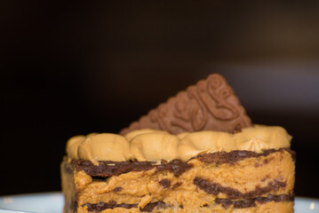 Argentine chocotorta with a chocolate cookie on top