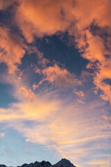 Sunset on a snowy mountain