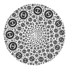 Tetta coronavirus items are composed into round collection. Tetta coronavirus icon round collage. Abstraction round cluster mosaic organized from Tetta coronavirus items.