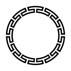 Fototapeta na wymiar Circle frame of simple greek pattern