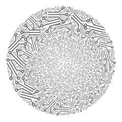 Electronic connections signs are combined into globe group. Electronic connections icon spheric mosaic. Abstraction spheric globula mosaic created from electronic connections symbols.