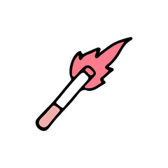 Burning cigarette, illustration for t-shirt, sticker, or apparel merchandise. With doodle, retro, and cartoon style.