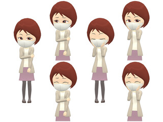[Shy A] Woman cardigan bob haircut front