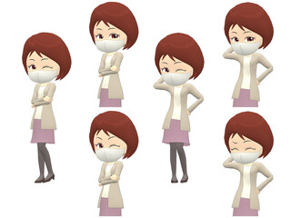 Fototapeta premium [Pose A] Woman cardigan bob haircut front