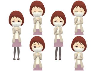 [Fun A] Woman cardigan bob haircut front