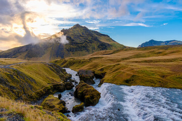 the Fimmvorduhals Trailhead
to the canyon at Skogafoss waterfall on Iceland