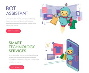 robot with shopping sale holiday shopping artificial intelligence technology concept horizontal full copy space vector illustration