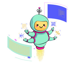 Chatbot concept. AI robot assistant, online customer support. chatting with chatbot app. Modern flat cartoon style. Vector illustration isolated on white background