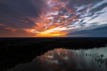A stunning sunset over Stumpy Lake in Virginia