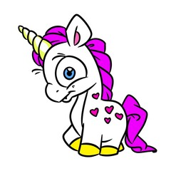 Obraz na płótnie Canvas Little horse pony unicorn animal illustration cartoon