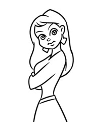 Girl beautiful pose attentively looks illustration cartoon