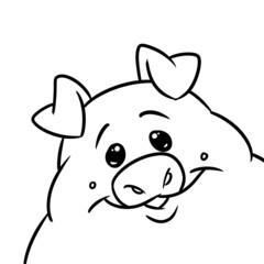 Portrait pig animal character smile illustration cartoon